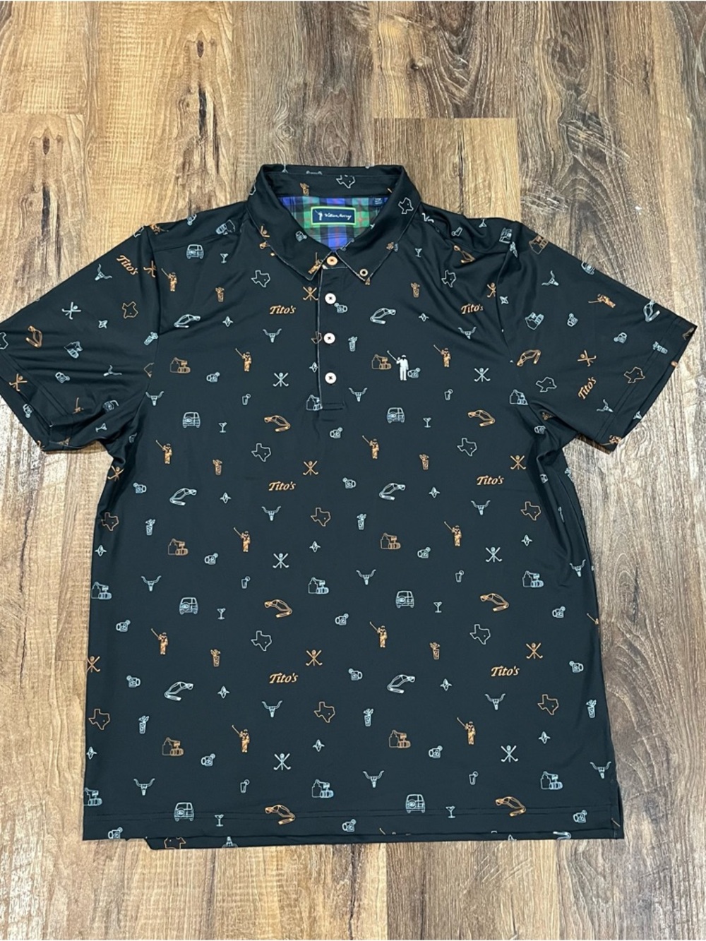 William Murray Golf Polo Shirt Mens Medium Tito's Performance Stretch Black L